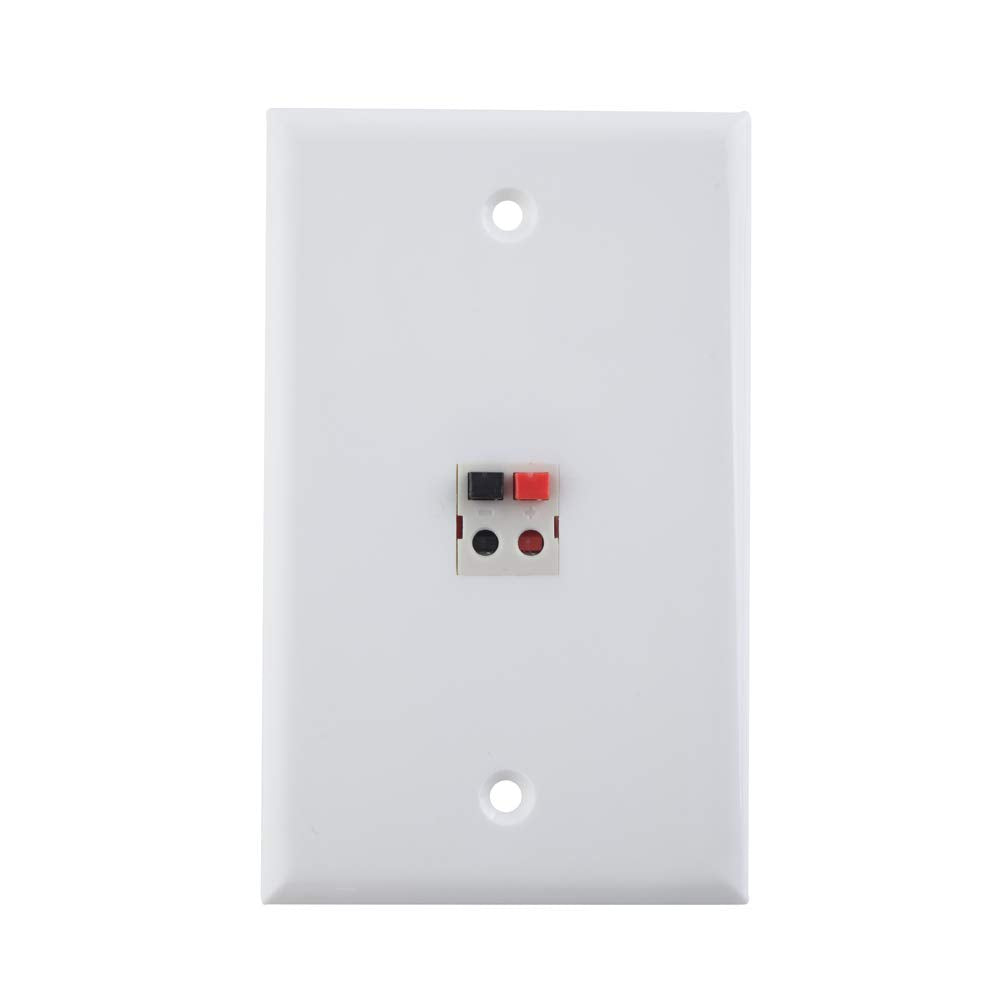 Teninyu 1 Port Speaker Jack Speaker Module Keystone Single Gang Wall Plate Speaker Wall Plate For Home Theater   White (1 Port)