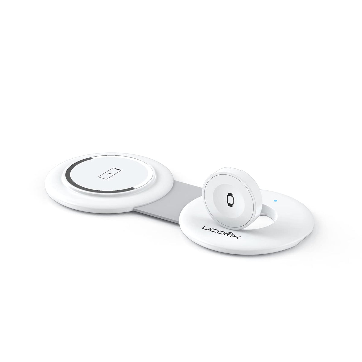 Ucomx Nano Mini Magnetic 2 In 1 Wireless Charger,Traveler Wireless Folding Charging Station,Compatible For Iphone 12/13/14/15 Pr