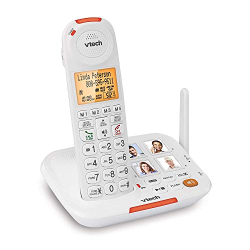 Vtech Sn5127 Amplified Cordless Senior Phone With Answering Machine, Call Blocking, 90Db Extra Loud Visual Ringer, One Touch Aud