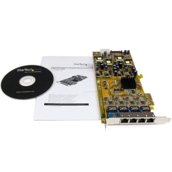Startech.Com 4 Port Gigabit Poe (Power Over Ethernet) Card   Pcie Network Card   Poe / Poe+ Up To 25W Per Port   Pcie Nic   Giga