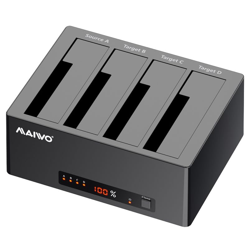 Maiwo 4 Bay Hard Drive Docking Station With Offline Clone For 2.5 3.5 Inch Sata Hdd Ssd, Usb 3.0/Esata 5Gbps Speed With Uasp, 88Tb Capacity, External Hard Drive Duplicator Cloner