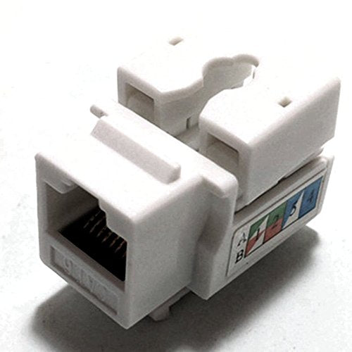 Cess Network Modular Keystone Snap In Jacks, Rj45 Cat6/Cat5E Tool Less, Gold Plated, 10Gb Ethernet, White, 10 Pack