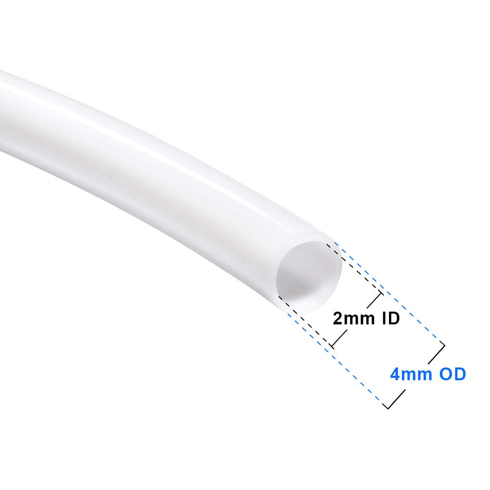 Feelers Ptfe Teflon Tubing, 2Mm Id X 4Mm Od Tube White Connector Teflon Tube For 1.75Mm Filament For Bowden 3D Printer, 3 Meters
