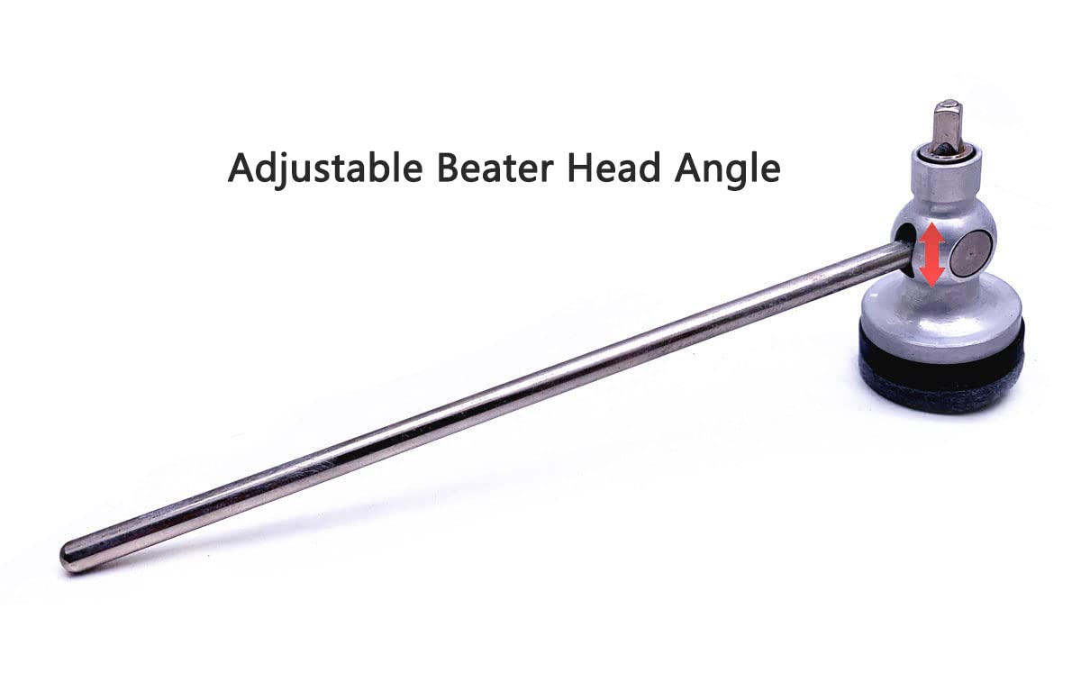 Tuoren Stainless Steel Shaft Bass Drum Beater Pedal Hammer Felt Beater Head Percussion Instrument Parts (Silver A)