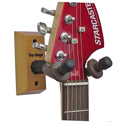 Top Stage Jx15Na Q2 Guitar Wall Mount Hanger 2 Pack, Guitar Hanger Wall Hook Holder Stand For Bass Electric Acoustic Guitar Ukul