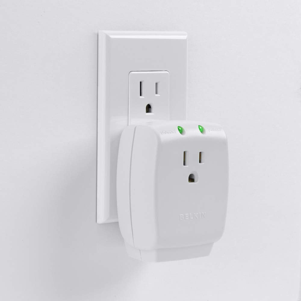Belkin 1 Outlet SurgeCube Portable Wall Tap with Ground & Protected Light Indicators   For Home, Office, Travel