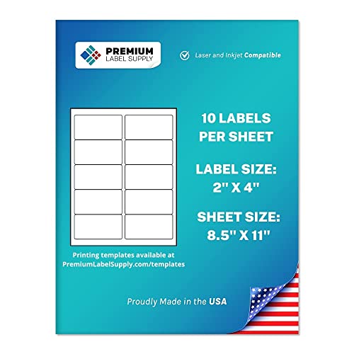 Premium Label Supply White Sticker Address Labels   2A X 4   Laserinkjet Compatible   (10 Labelssheet), 100 Sheets   1,000 Total