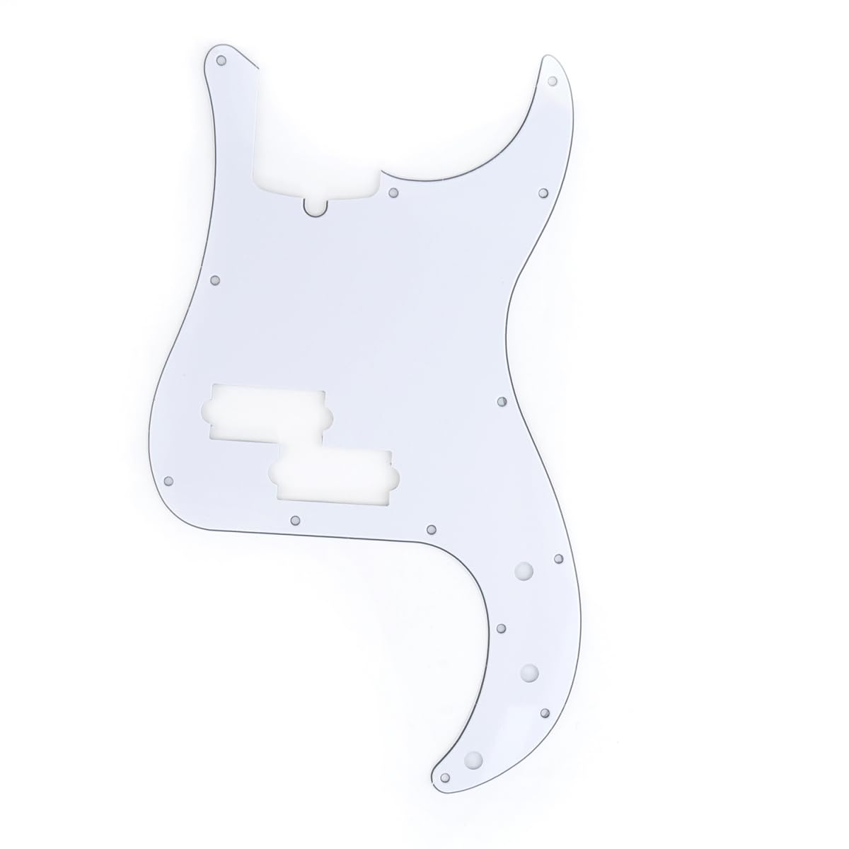 Musiclily Pro 13 Hole P Bass Pickguard For 4 String Precision Bass Modern Style, 3Ply White