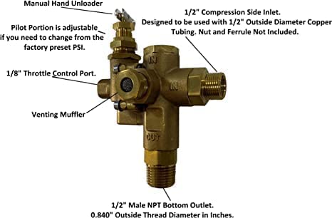 Gas Air Compressor Pilot Check Valve Unloader Valve Combo 145 175 Ng7