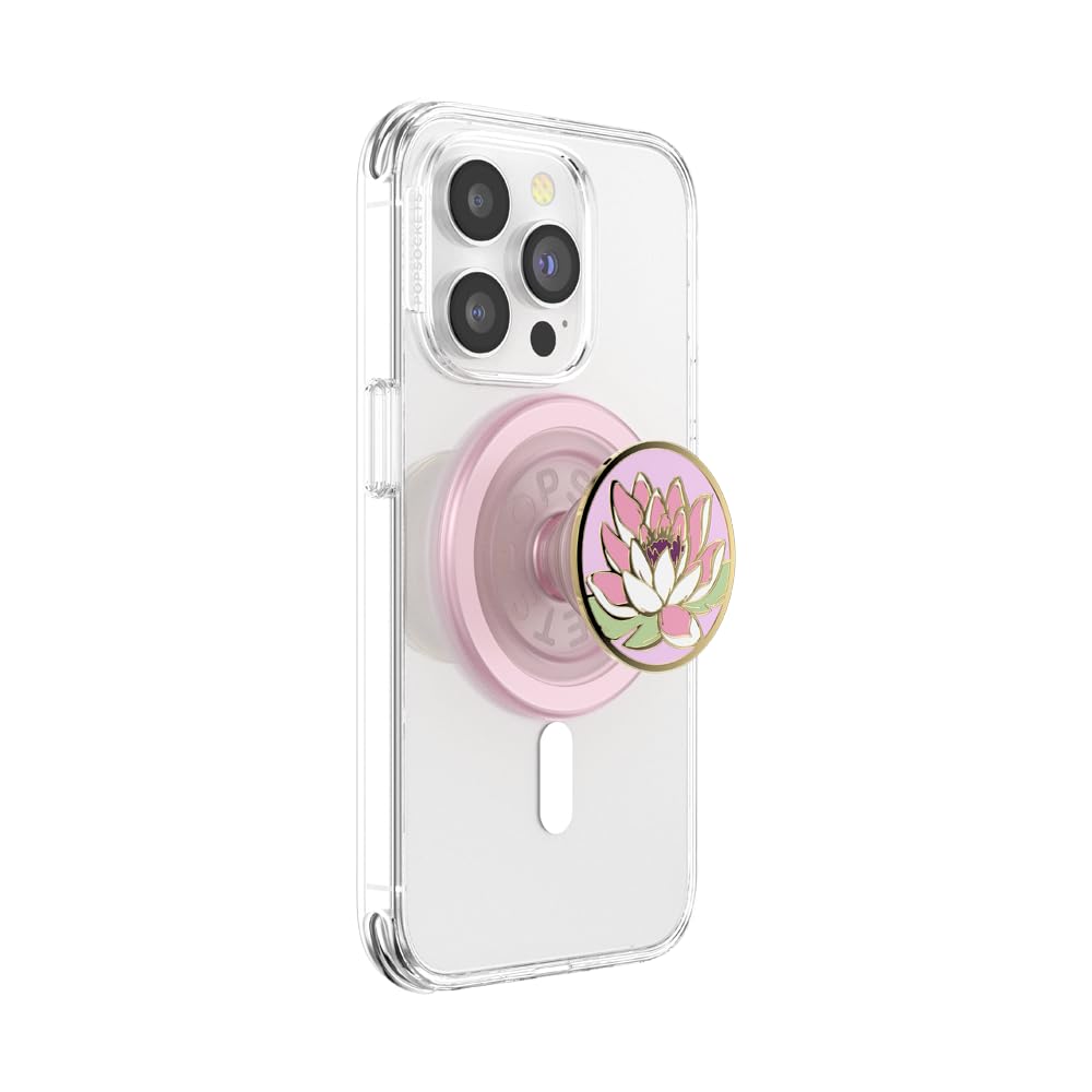 Popsockets Phone Grip Compatible With Magsafe, Phone Holder, Wireless Charging Compatible, Enamel   Water Lily