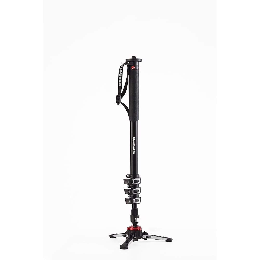 Manfrotto Video Monopod Xpro+, 4 Section Aluminium Camera And Video Support Rod With Fluid Base, Photography Accessories For Content Creation, Video, Vlogging