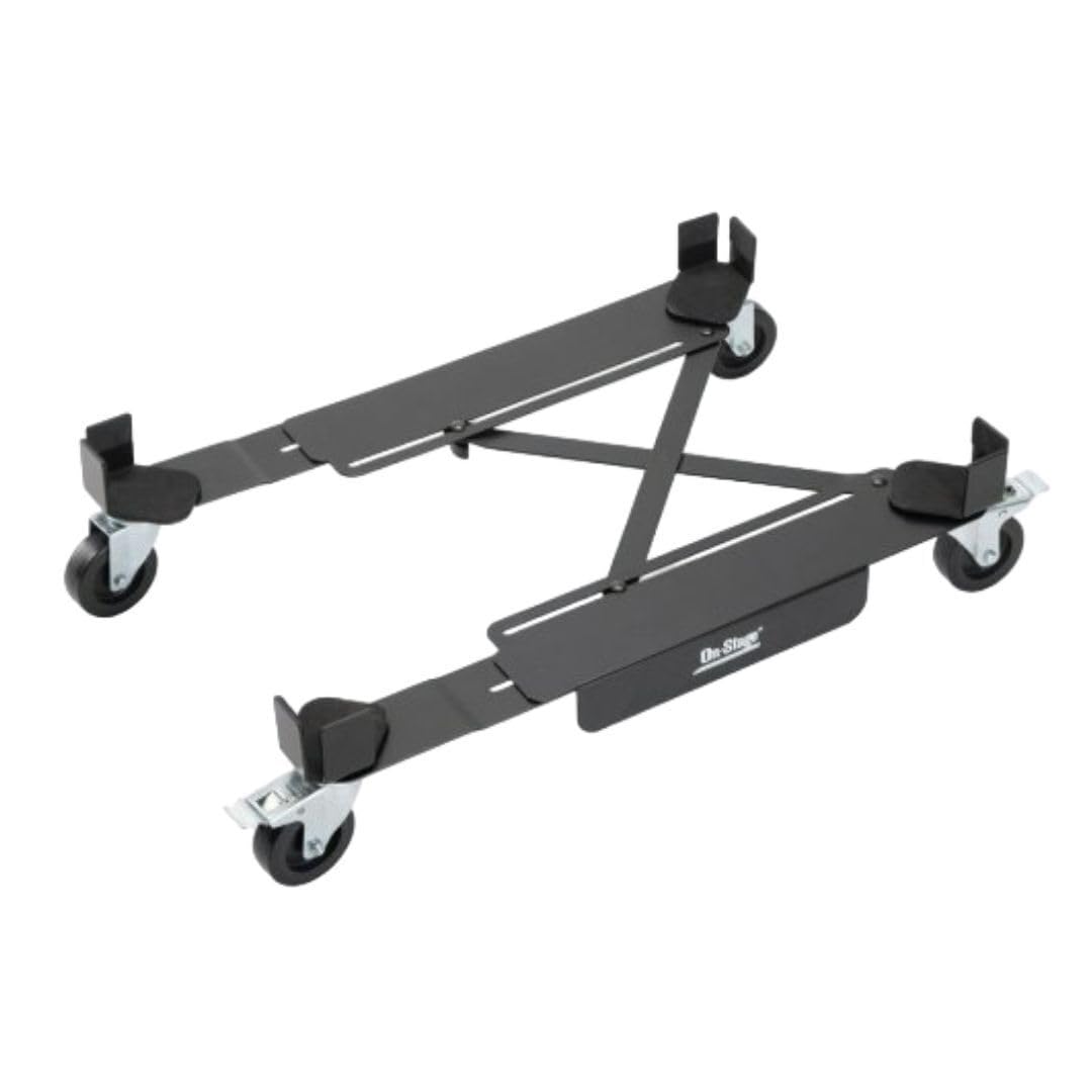 On-Stage AG5000 Amp Glider (Installation-Free Casters for Amplifiers, Rolling-Cart Attachment, Attachable Dolly, Amp Roller, Adj