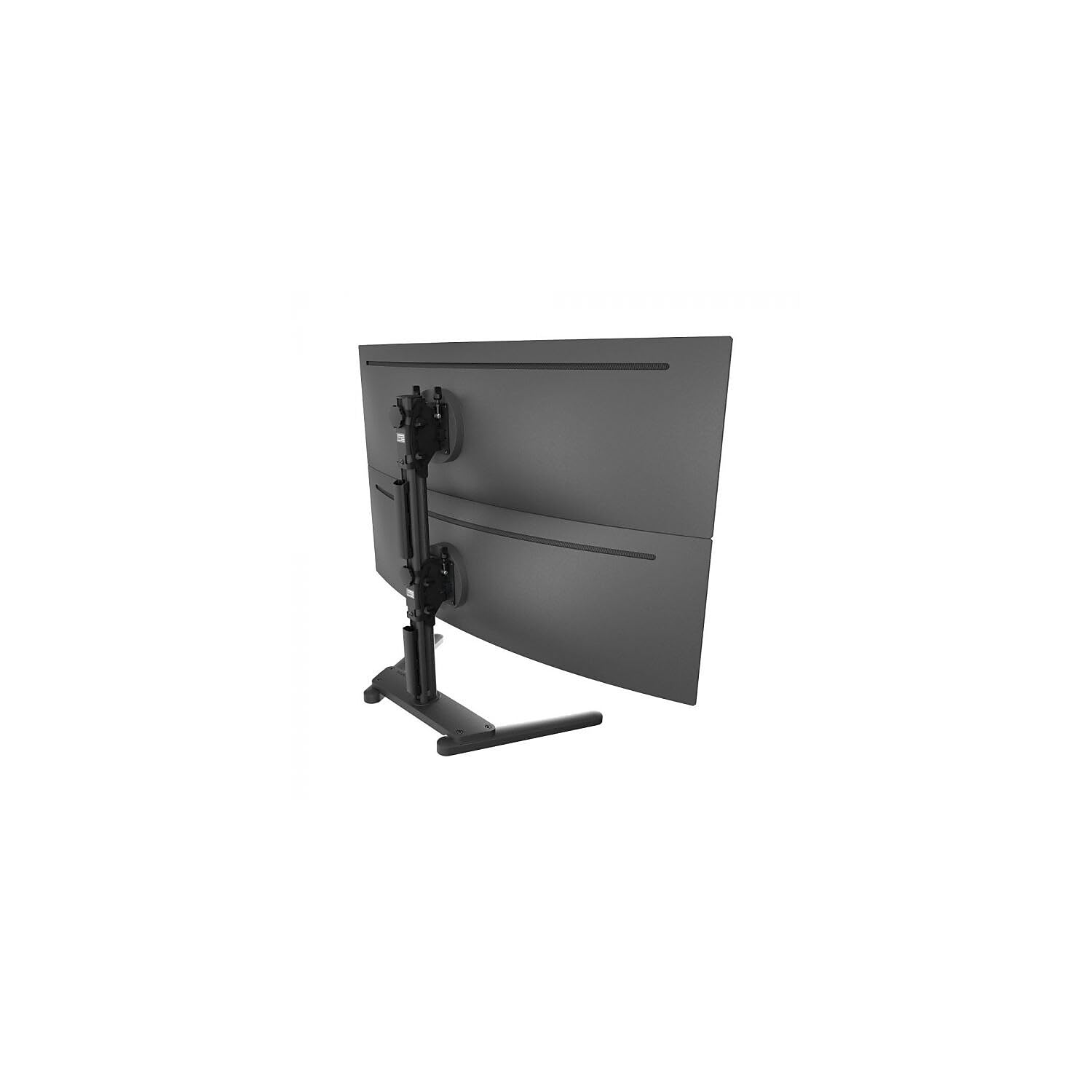 Atdec AWMS 2 BT75 FS B Freestanding Dual Stack Heavy Monitor Desk Mount   Flat and Curved up to 49in   VESA 75x75, 100x100   Tool Free Adjustable Monitor Height, tilt, pan   Quick Display Release