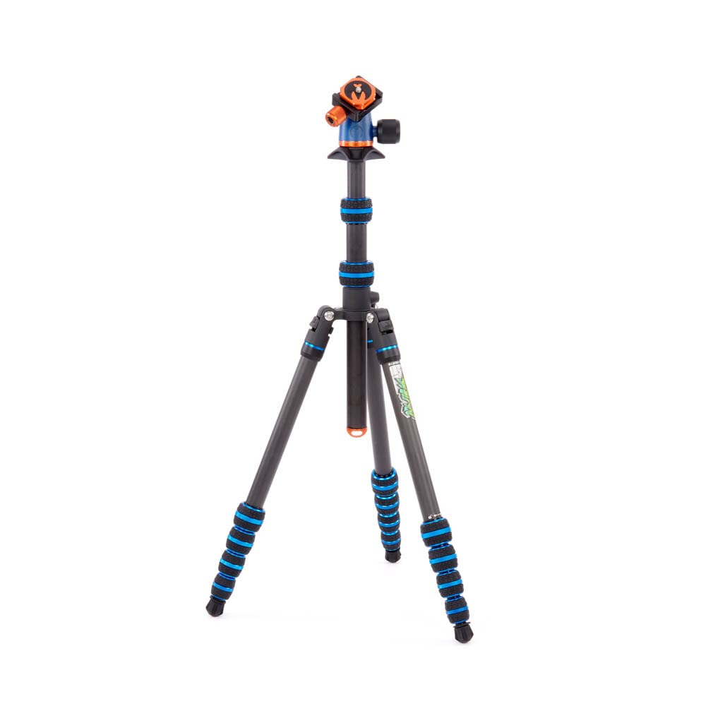 3 Legged Thing Punks Brian 2.0 Carbon Fibre Travel Friendly Tripod   Compact & Adjustable Camera Tripod With Three Detachable Legs   Blue/Black (Brianblue2.0)