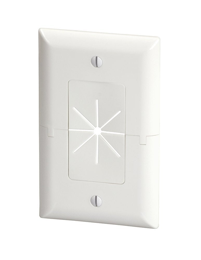 Data Comm Electronics 45 0017 Wh Split Style Tv Plate With Flexible Av/Hdmi Cable Pass Through   White