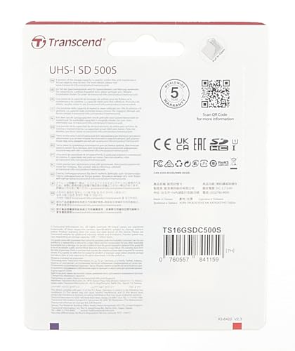 Transcend 16GB SDXC/SDHC 500S Memory Card TS16GSDC500S