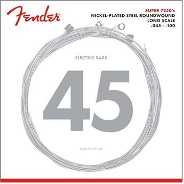 Fender 7250 Bass Strings, Nickel Plated Steel Roundwound, Long Scale, 7250Ml .045 .100