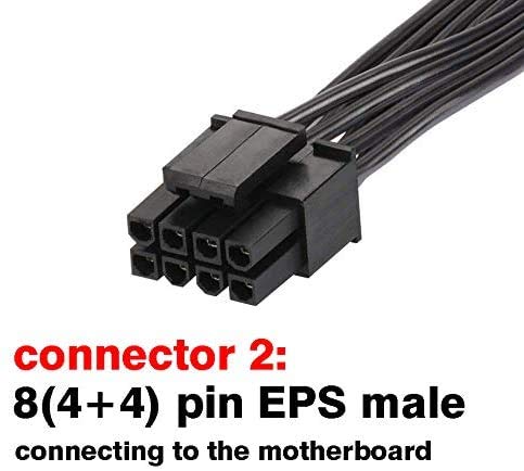 Teamprofitcom Cpu 8 Pin Power Extension Cable Atx Cpu 8 Pin Female To 8(4+4) Pin Male Eps Extension Cable For Motherboard (Not P