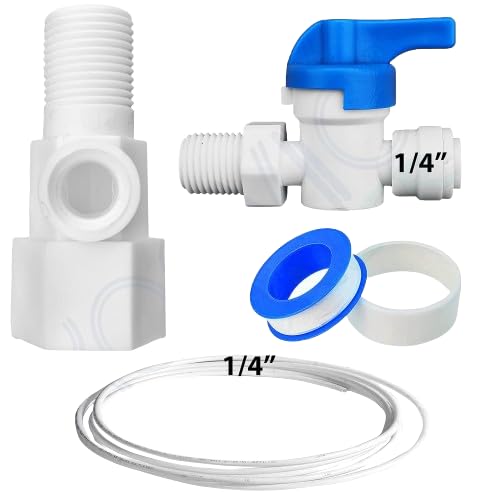 Konvio Neer Plastic Inlet Valve/Connector, 1/4Inch (6Mm) Push Fit Connection, Teflon Tape With 1/4Inch Pipe For Ro/Uv/Water Filter Pur