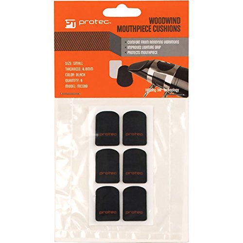 Protec Woodwind Mouthpiece Cushions, 6 Pack, Size Small, Thick (.8Mm), Black, Model Mcs8B
