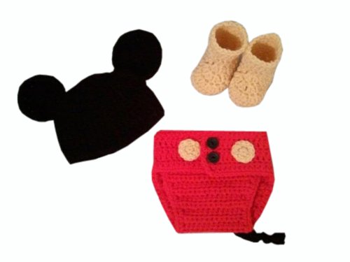 Jastore Photography Prop Baby Costume Cute Crochet Knitted Hat Cap Girl Boy Diaper Shoes Mouse