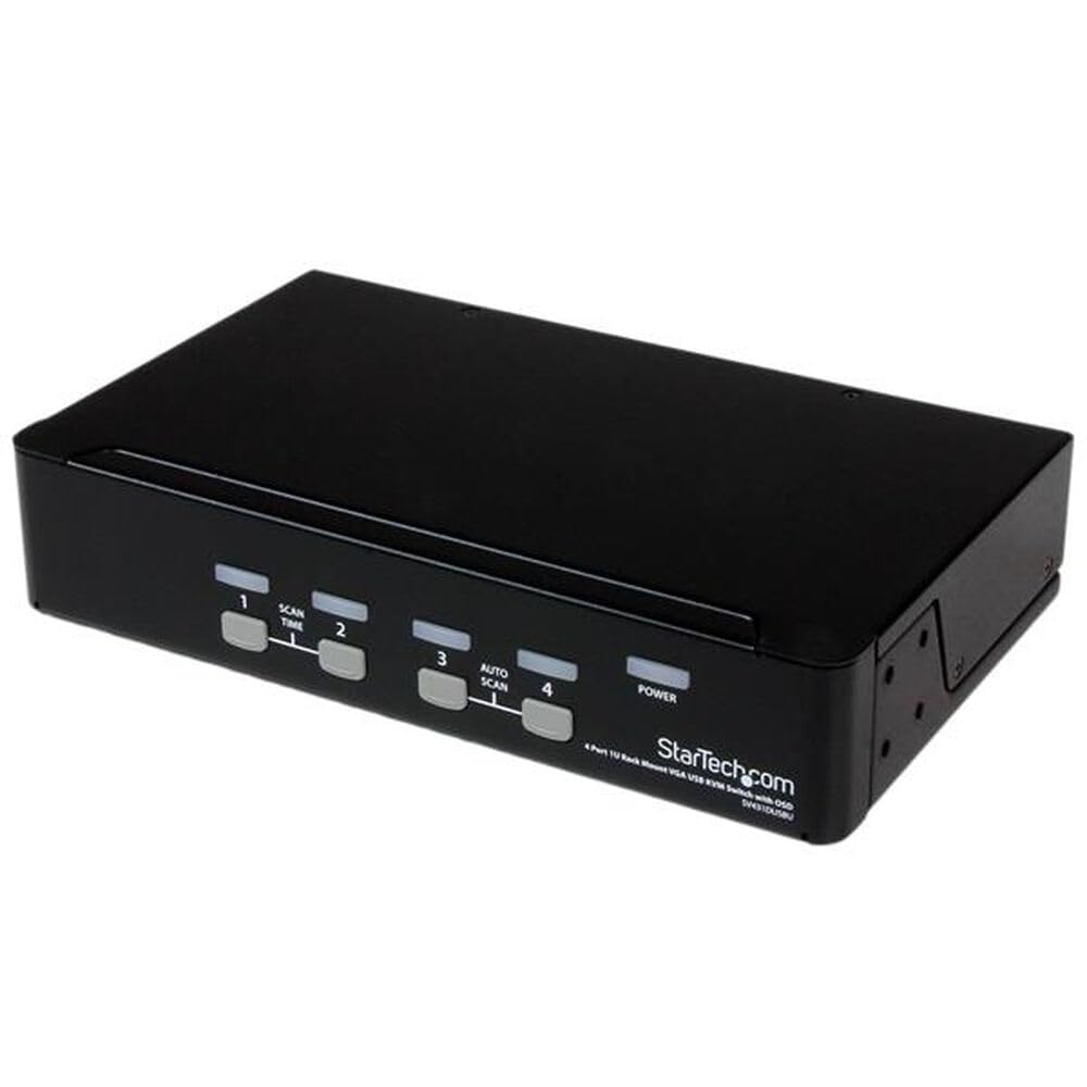 Startech.Com 4 Port Usb Kvm Swith With Osd   Taa Compliant   1U Rack Mountable Vga Kvm Switch (Sv431Dusbu), Black