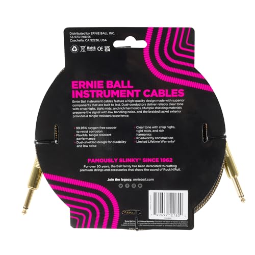 Ernie Ball Instrument Cable, Pay Dirt, 10Ft (P06428)