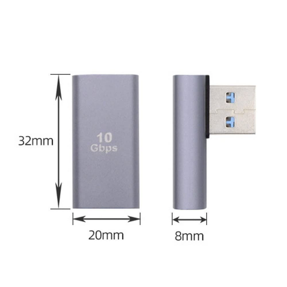 Cablecc 10Gbps Usb3.0 Male Low Profile 90 Degree Left Angled Type To Female Extension Power Data Video Adapter