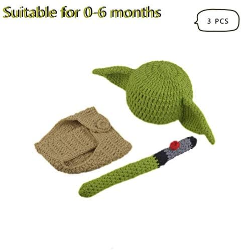 Spokki 3 Pcs Newborn Photography Prop Baby Hat Knit Handmade Cover Diaper Costume For Infant Boy Girl Princess Twins (0 6 Month)
