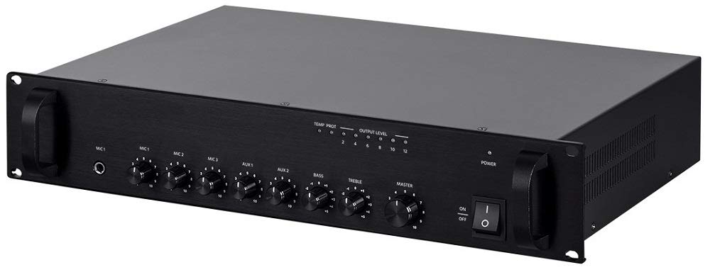 Monoprice Commercial Audio 60W 5Ch 100/70V Mixer Amp With Microphone Priority (No Logo)