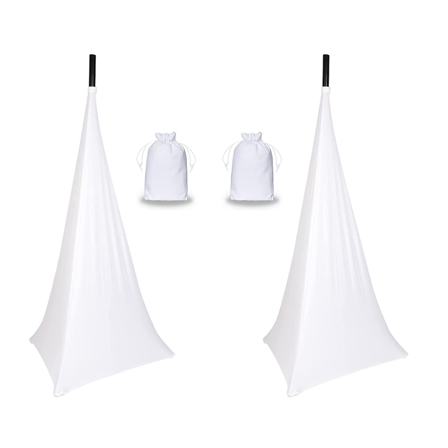 Speaker Stand Cover Tripod Stand Skirt, Dj Speaker Stand Tripod Cover Scrim 360 Degree Coverage (White Two Pack)