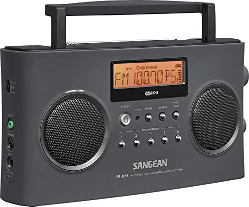Sangean Pr D15 Digital Portable Stereo Rds Receiver Gray