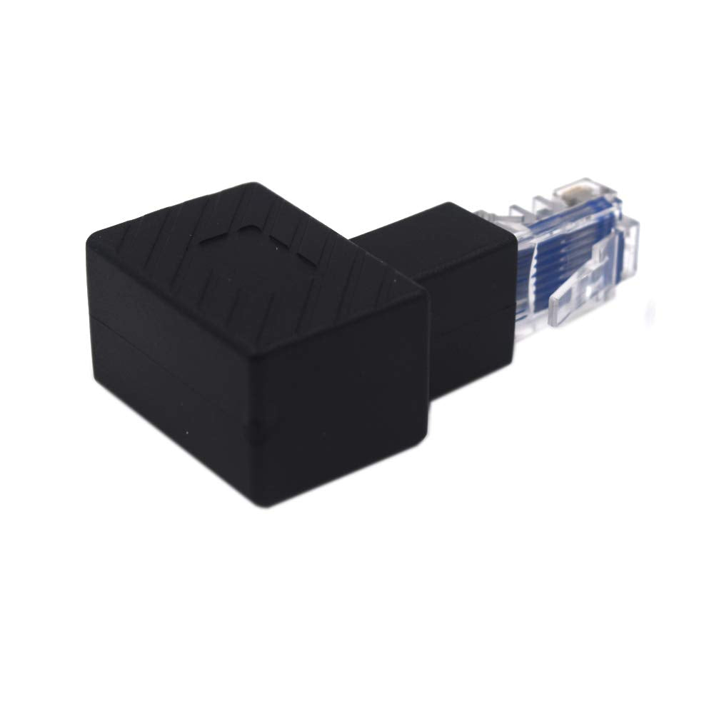Kework 2 Pack Network Rj45 Extender, 90 Degree Upward Angle Ethernet Lan Rj45 Male To Female Extension Adapter Connector For Cat5 Cat5E (Rj45 Up)