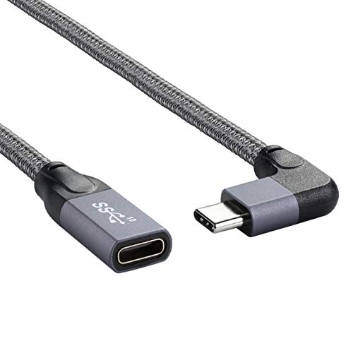 cablecc USB-C 3.1 Male to Female Extension Data Cable, Right/Left Angled, Copper, Model UC-238-RI
