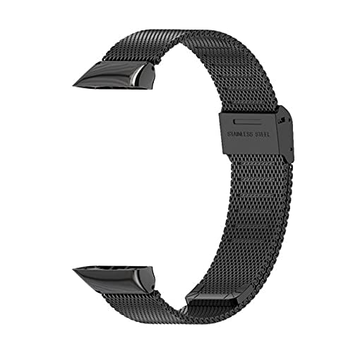 3Chome Strap For Honor Band 6 Smart Wristband, Stainless Steel Bands Wrist Watch Replacement Bracelet (Black)