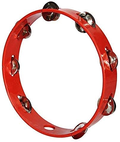 Khanjari 8 inch Tambourine Hand Percussion Musical Instrument, Red