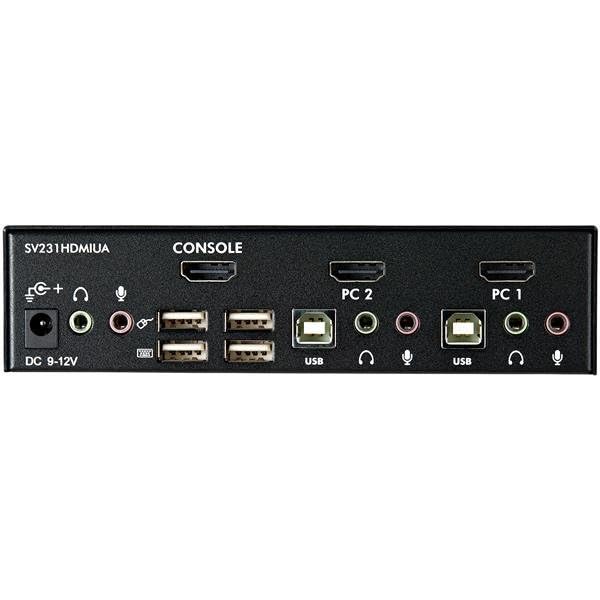 Startech.Com 2 Port Usb Hdmi Kvm Switch With Audio And Usb 2.0 Hub   1080P (1920 X 1200), Hotkey Support   Dual Port Keyboard Vi