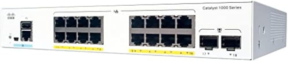 Cisco Catalyst 1000 16T 2G L Network Switch, 16 Gigabit Ethernet Ports, 2 1G Sfp Uplink Ports, Fanless Operation, Enhanced Limit