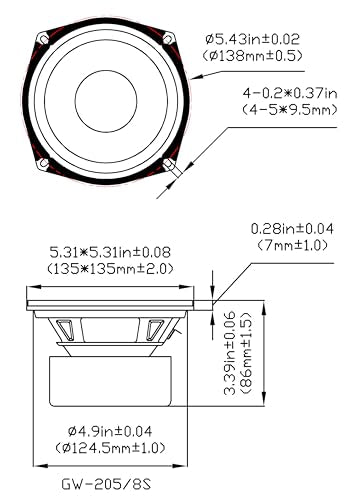 Goldwood Sound 130 Watts 8Ohm Shielded 5.25 Speaker Woofer Black (Gw-205/8S)