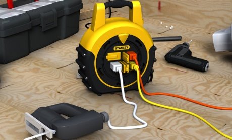 Stanley 33959 Shopmax Power Hub 20 Feet 4 Outlet Cord Reel , Yellow