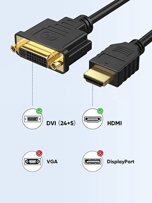 Cablecreation Hdmi Male To Dvi Female 0.5Ft [2 Pack], Bi Directional Hdmi Male To Dvi I (24+5) Female Adapter, For Pc, Tv, Tv Bo