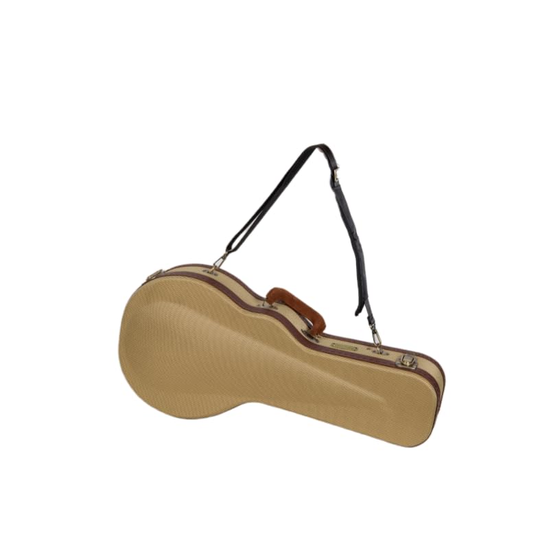 Crossrock Master Series F-Style Mandolin Case | Classic Fabric Tweed Exterior, Re-Engineered Wooden Shell, Leather Handle, Backp