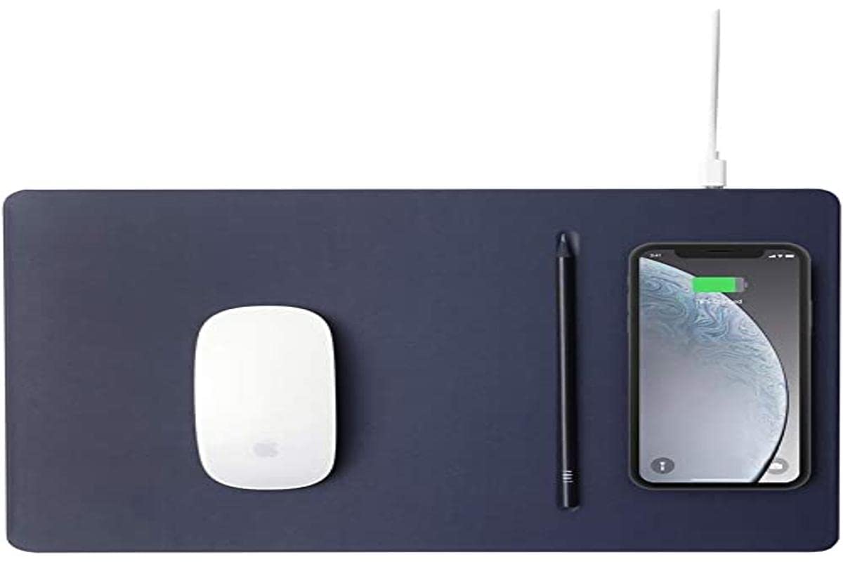 Pout   H3 Pro Qi Wireless Charging Mouse Pad Mat For Macbook, Laptop & Desk   Charges Iphone, Airpods, Samsung Galaxy (Midnight 