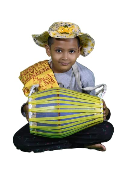 LNDS Kids Mridanga & Khol (13 Inch Hight Colour Blue) Body Material Fiber Only Use For Baby