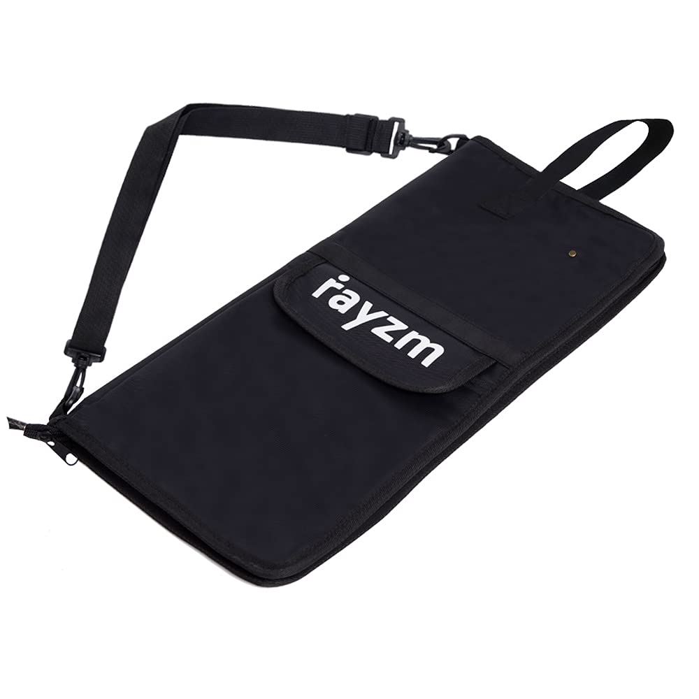 Rayzm Drum Stick Bag With An External Pocket, Standard Nylon Stick Bag With A Carry Handle And Floor Tom Hooks, Inside 4 Slots H