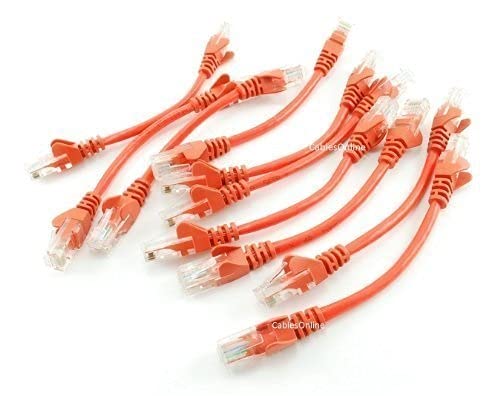 Cablesonline 10 Pack 6Inch Cat5E Utp Ethernet Rj45 Full 8 Wire Orange Patch Cable, (U 000Or 10)