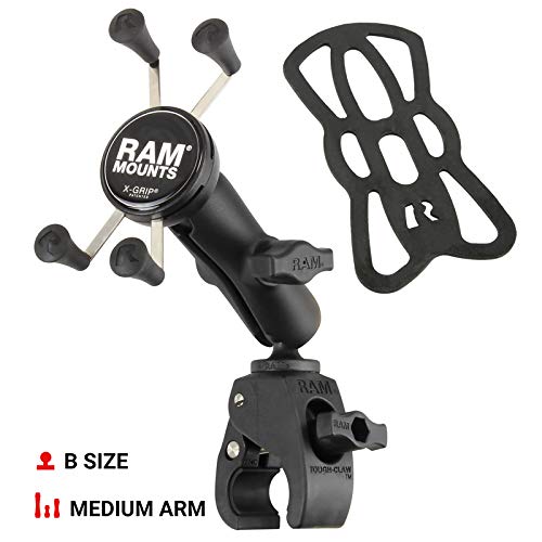Ram Mounts X Grip Small Phone Mount With Ram Tough Claw Small Clamp Base Ram B 400 Hol Un7Bu With Medium Arm For Motorcycle, Atv