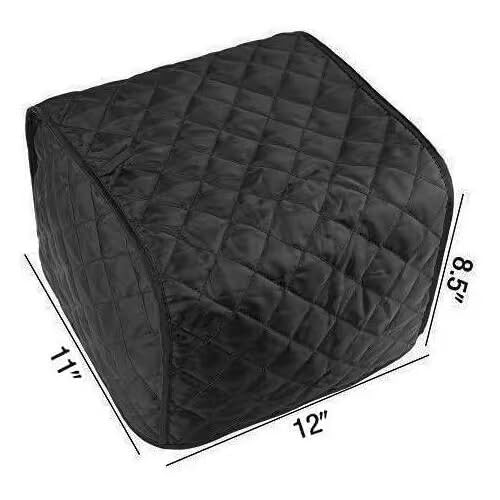 4 Slice Toaster Cover, Polyester Fabric Quilted Four Slice Toaster Appliance Dust Proof Cover For Kitchen Small Appliance Dust And Fingerprint Protection (Black)