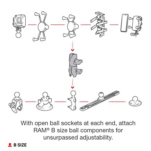Ram Mounts Rap-B-200-12U Composite Double Socket Swivel Arm Compatible With Ram B Size 1 Ball Components