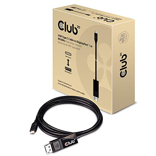 Club 3D CAC-1557 USB-C to DisplayPort 1.4 Cable, 8K 60Hz & 4K 120Hz HDR, 1.8m (6